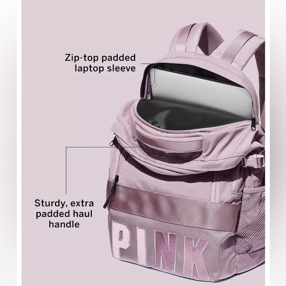 pink by victoria’s secret campus backpack rare classic purple lavender - Picture 2 of 12